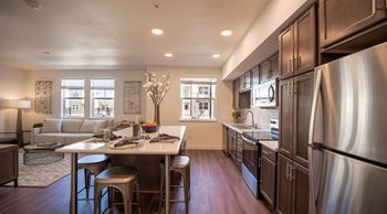 Open Kitchen with island and windows